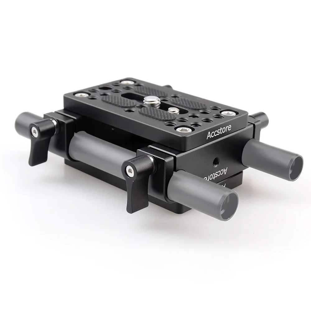 MAGICRIG Camera Mounting Plate Tripod Monopod Mounting Plate with 15mm Rod Clamps Railblock For Rod Support Rail DSLR Camera Rig