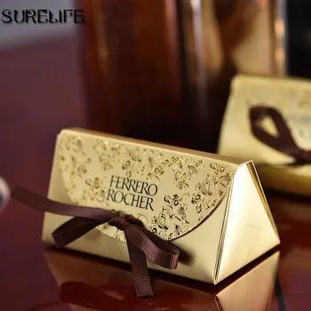 

100pcss Wedding Favors and Gifts Baby Shower Paper Candy Box Ferrero Rocher Boxes Wedding Favors Sweet Gifts Bags Supplies