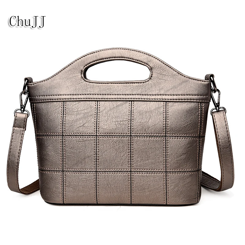 

Chu JJ High Quality Women's Genuine Leather Handbags Plaid Shoulder CrossBody Bags Fashion Shell Women Bags