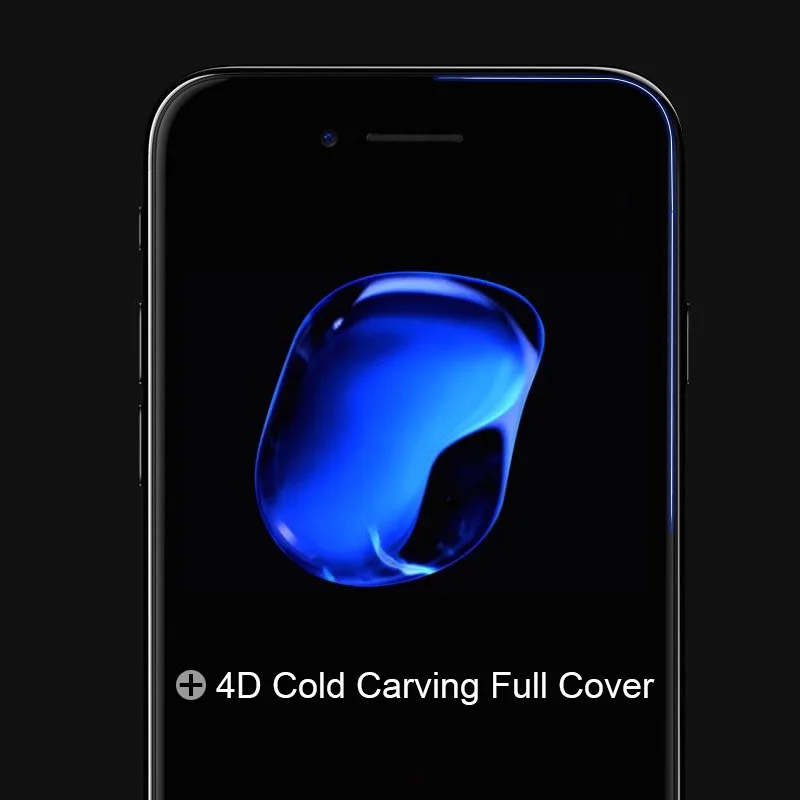 4D(2nd Gen 3D) полное покрытие закаленное стекло для iPhone 7 7 Plus изогнутая взрывобезопасная пленка 9H жесткий чехол на 7 7PLus 4," 5,5"