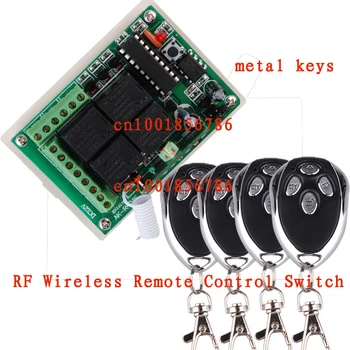 

12V 4CH RF Wireless Remote Control Switch System Receiver &4 Transmitter 200M Learning Code 4 Relay Receiver