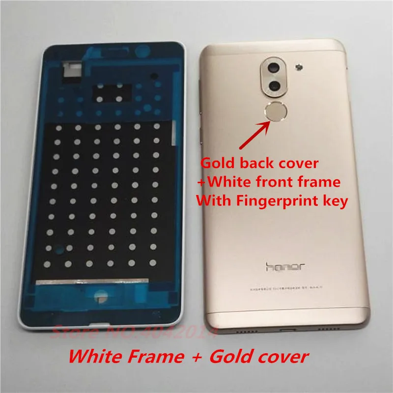 Оригинальная крышка батареи для Huawei Honor 6X BLN-AL10 задняя крышка корпус боковая кнопка объектив камеры Кнопка Домой рамка ЖК-экран - Цвет: Cover Frame Gold