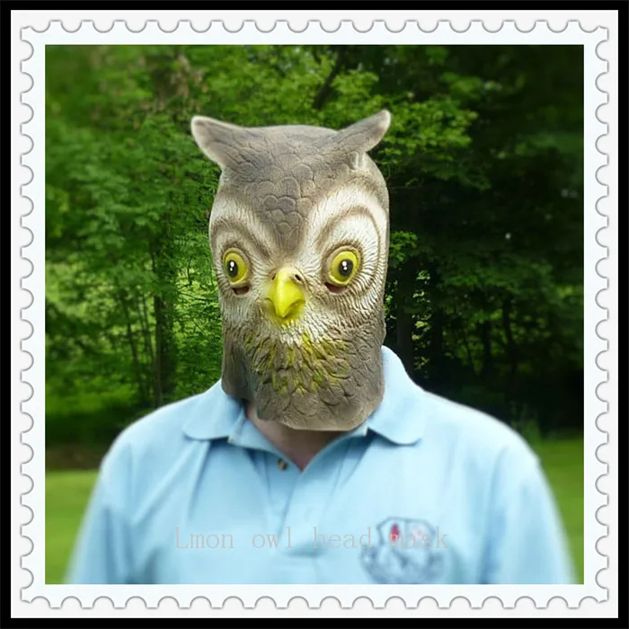 Free shipping Halloween Party Cosplay Latex Owl Head Mask Creepy Animal