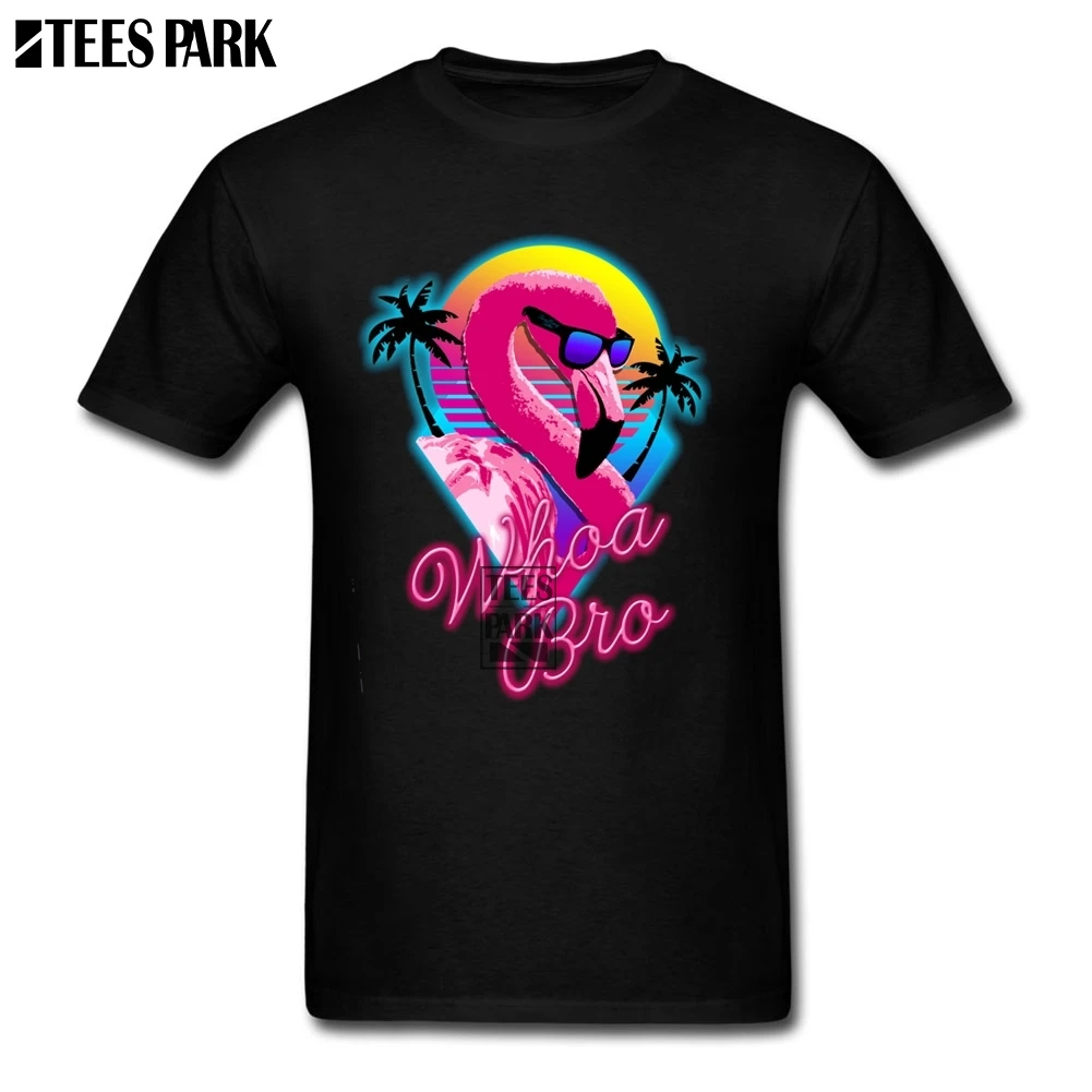 Men Neon Synthwave Rad Whoa Bro Tee Shirts for Sale Men Round Neck