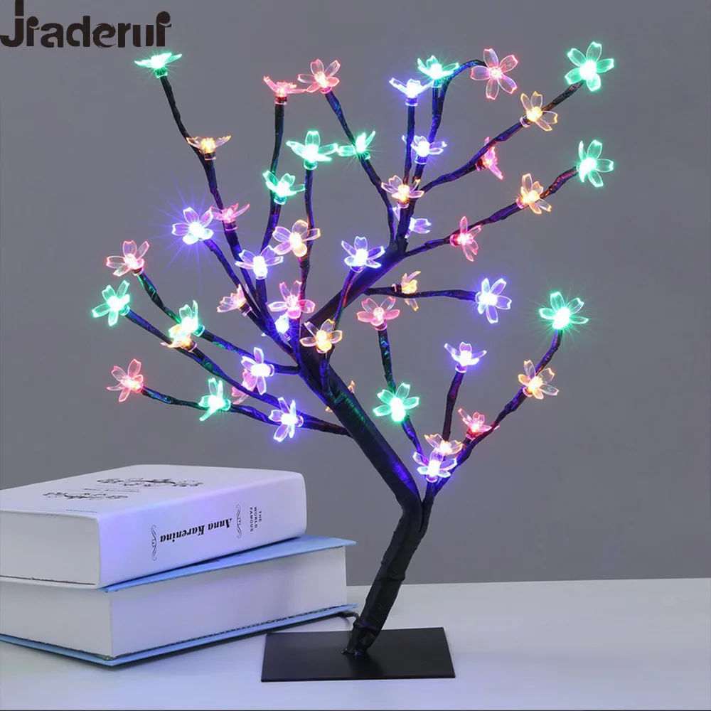 Jiaderui 45センチ36led 48led桜デスクトップ盆栽ツリーライト黒枝クリスマスウェディングパーティー室内装飾ライト