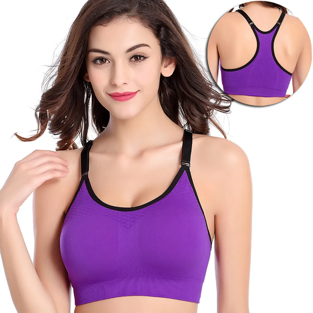 

KANCOOLD Women Fitness Yoga Sports Bra For Running Gym Adjustable Spaghetti Straps Padded Top Seamless Top Athletic Vest