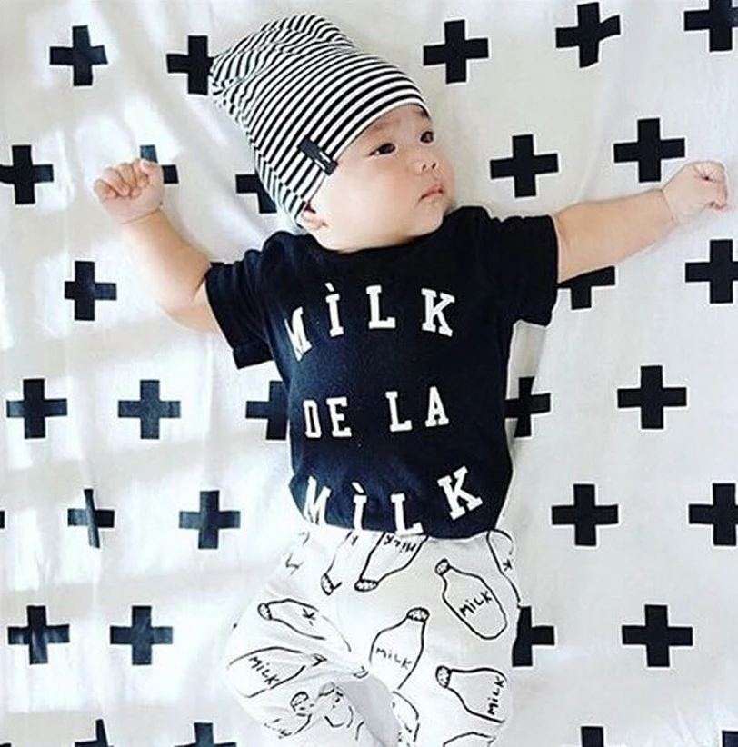2017 new style baby bebe 574 boy clothes The letter short sleeve t-shirt + pants 2pcs suit newborn casual baby clothing sets