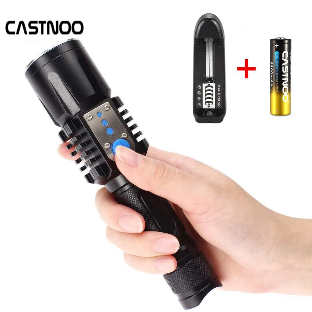 CASTNOO 6000 люменов USB зарядка разрядка T6 светодиодный фонарик охотничий фонарь +