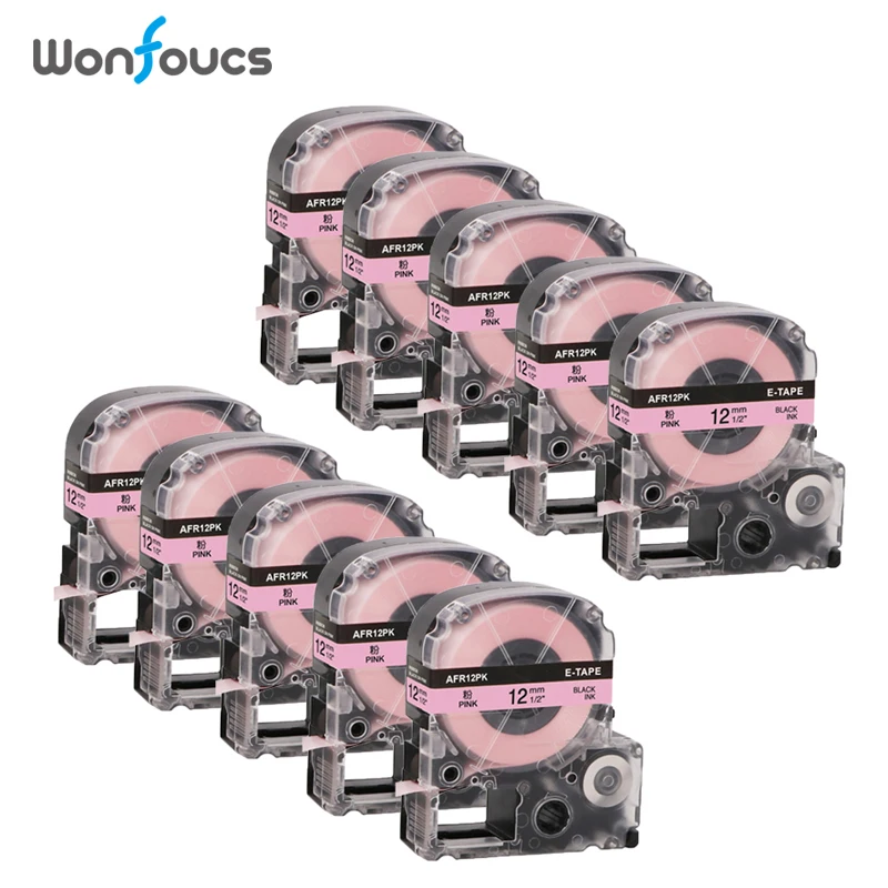 12 мм совместимые с Epson Kingjim LabelWorks атласные ленты LK-4LBK SFR12PK 10 шт. черные на розовых