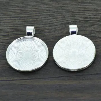 

10pcs 25mm Silver Color Necklace Pendant Setting Cabochon Cameo Base Tray Bezel Blank Jewelry Making Findings