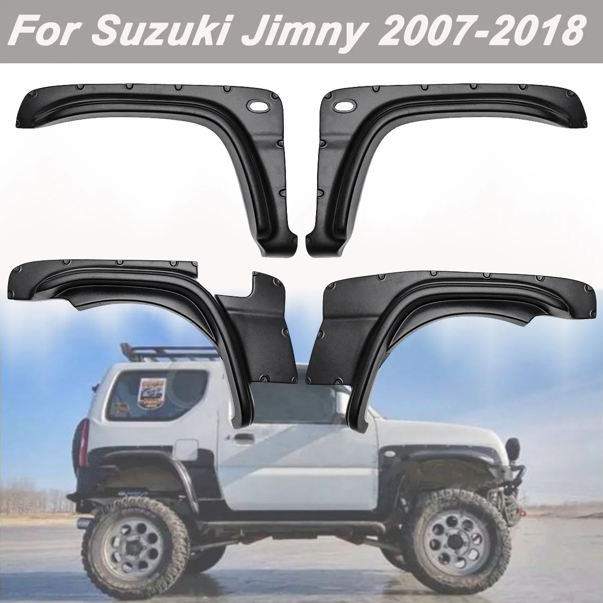 

4Pcs Car Wheel Eyebrow Round Arc Fender Mud Flaps Mudguards Splash Guards For Suzuki jimny 2007-2017