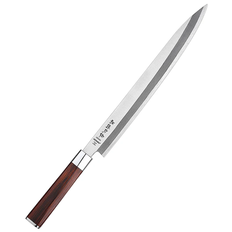 HEZHEN 240/270/300mm нож для суши X9Cr18Mov Сталь Pro Филейный Нож для рыбы лосось нож для суши Национальная кухня кухонные Ножи палисандр ручки - Цвет: 300mm Blade