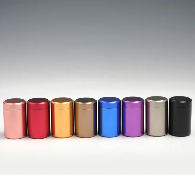 

2019 new year new Titanium alloy tea tins thicken sealed tea coffee sugar canisters round tea and coffee jars 45*65mm