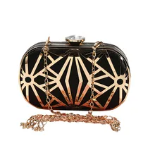 Женские новые металлические полые Роскошные театральные сумочки со стразами клатч с цепочкой сумка на плечо со стразами