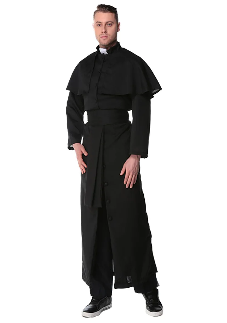 Средневековый костюм в стиле «Ренессанс» монах священник Костюмы Для мужчин Бог-отец в халаты Одежда Хэллоуин вечерние костюм монахини наборы для ухода за кожей