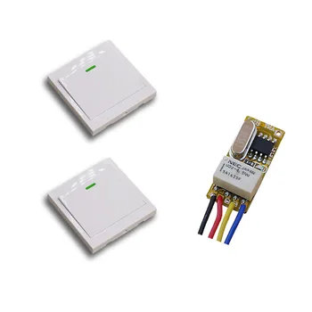 

New Design DC3.5V 5V 6V12V Most Simple Wiring 1CH Wireless Remote Control Switch System Receiver& White Wall Panel Sticky Remote