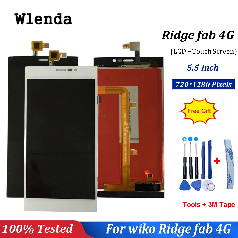 

For Wiko Ridge Fab 4G LCD and Touch Screen Assembly Digiziter Replacement for Wiko Ridge Fab 4G Black/White +Tools