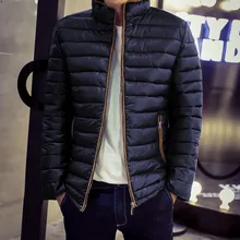 2016 neue Marke Feste Beiläufige Winter Männer Daunenjacke Langarm Stehen Kragen Ziper Taschen Dünner Mantel Parka Lq312
