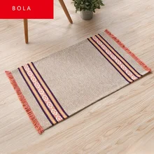 Винтажный ковер с геометрическим узором из хлопка с кисточками, окрашенный в пряже домашний декор, ретро-коврики для дивана, гостиной, спальни