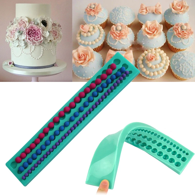 JX-LCLYL Pearl String Beads Silicone Mold Cake Decoration Fondant Sugarcraft Baking Mould