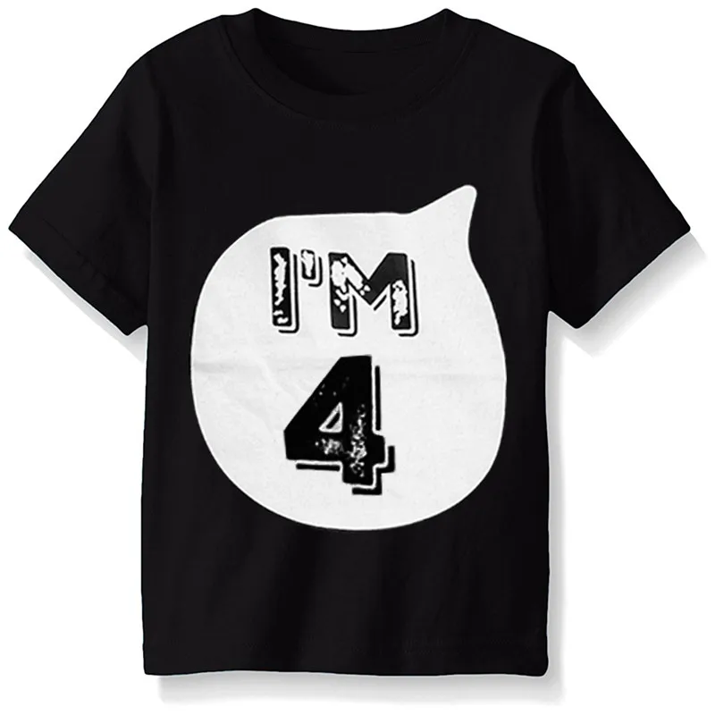 Летняя футболка для дня рождения с принтом 1, 2, 3, 4 года, Повседневная хлопковая Футболка с v-образным вырезом для мальчиков и девочек, детская футболка, одежда, хлопковые футболки для мальчиков