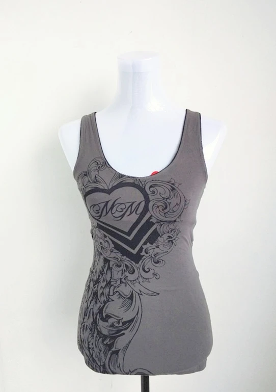 

Women Motorcycle Heavy Metal Tattoo Skull Print Sexy Lace Tank USA Size S,M,L