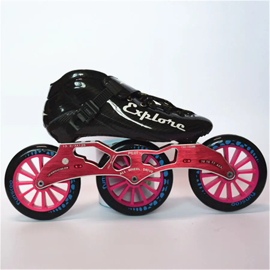 EUR size 30-44 Speed Inline Skates Carbon Fiber Competition Skate 3*125mm Street Racing Skating Patines Similar With Powerslide adult roller skates