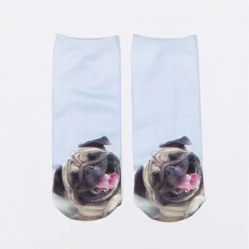 2016 New Fashion Cute Women Men Unisex 3D Cartoon Funny Dog Animal Printed Low Cut Ankle Short Breathable Cotton Socks Hot
