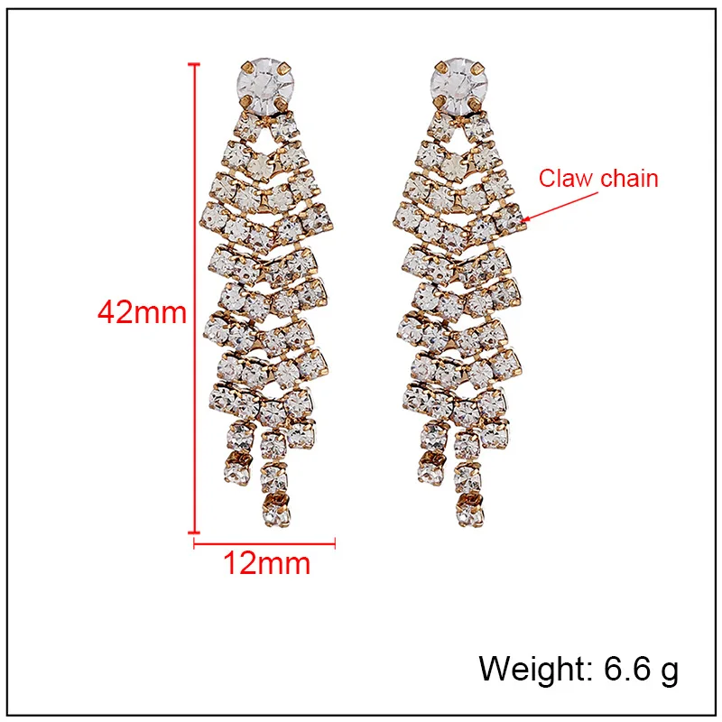 Italian Design Super-long Rhinestone Tassel Earrings Sliver Chain Drop Earrings