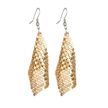 

2020 Direct Selling Aretes Earing The Cross-border New Sequins Exaggerated Earrings Multicolor Large Ear Hook Joker Metal