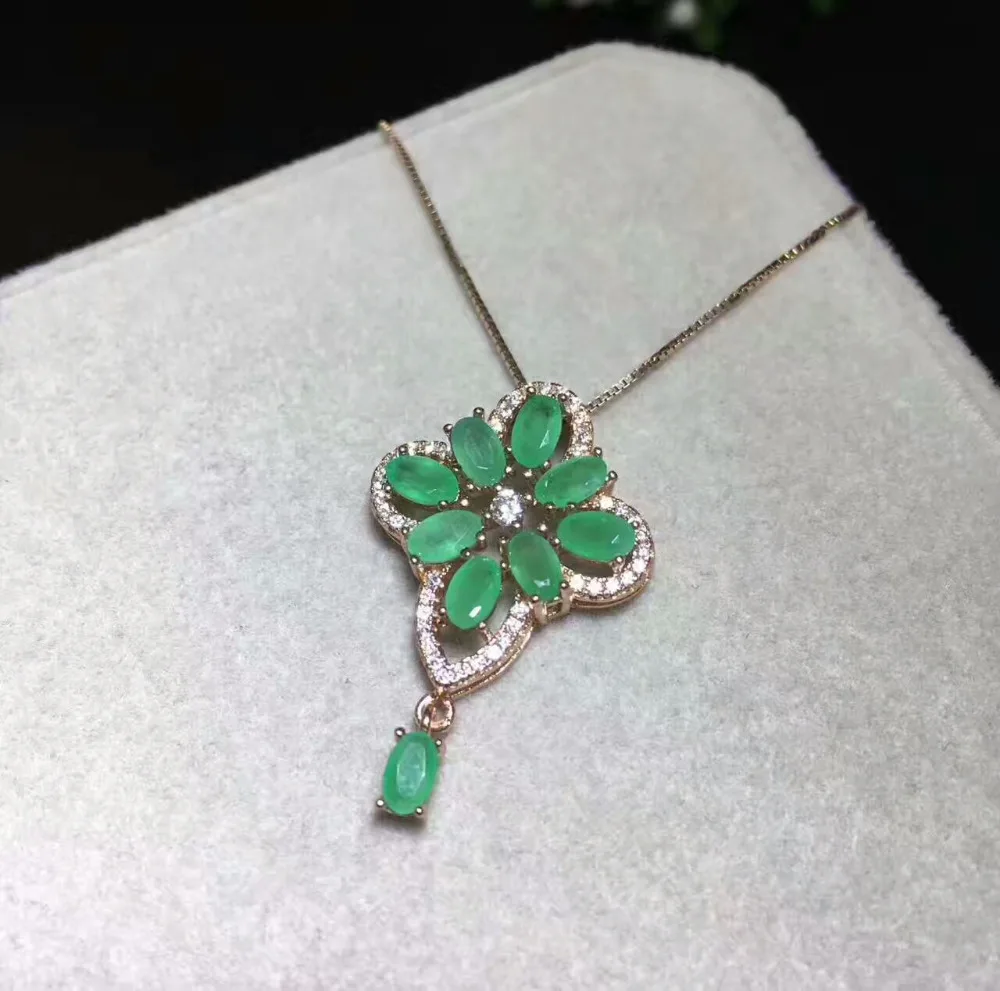 Кулон из серебра 925 пробы с натуральным зеленым изумрудом|jewelery pendants|jewelery 925jewelery