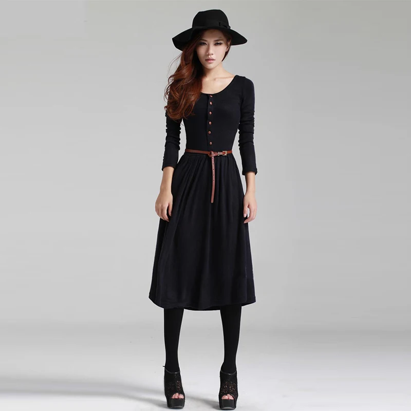 Осеннее трикотажное платье в стиле ретро Q19 2018|clothing fashion|fashion clothingdress fashion |