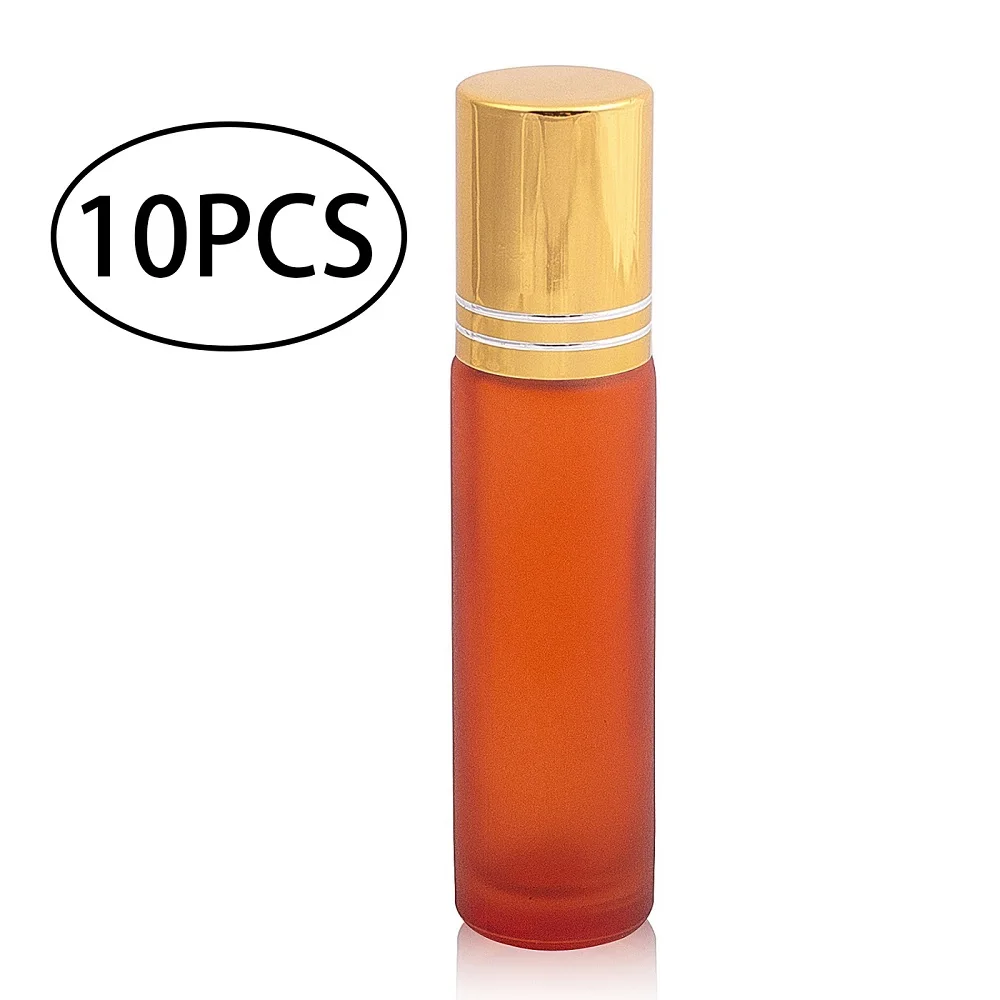 9 цветов 10 мл портативный матовый стеклянный ролик роликовые эфирные масла флаконы для духов контейнер для распыления путешествия бутылка для многоразового использования - Цвет: 10PCS Orange