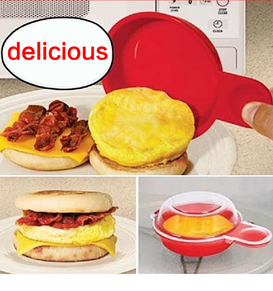 

2Pcs/Set Hamburg Pancake Omelet Maker Eas NEW Eggwich Cooking Tools Microwave Eggs Cheese Cooker Kitchen Baking Eggs DIY Tool1