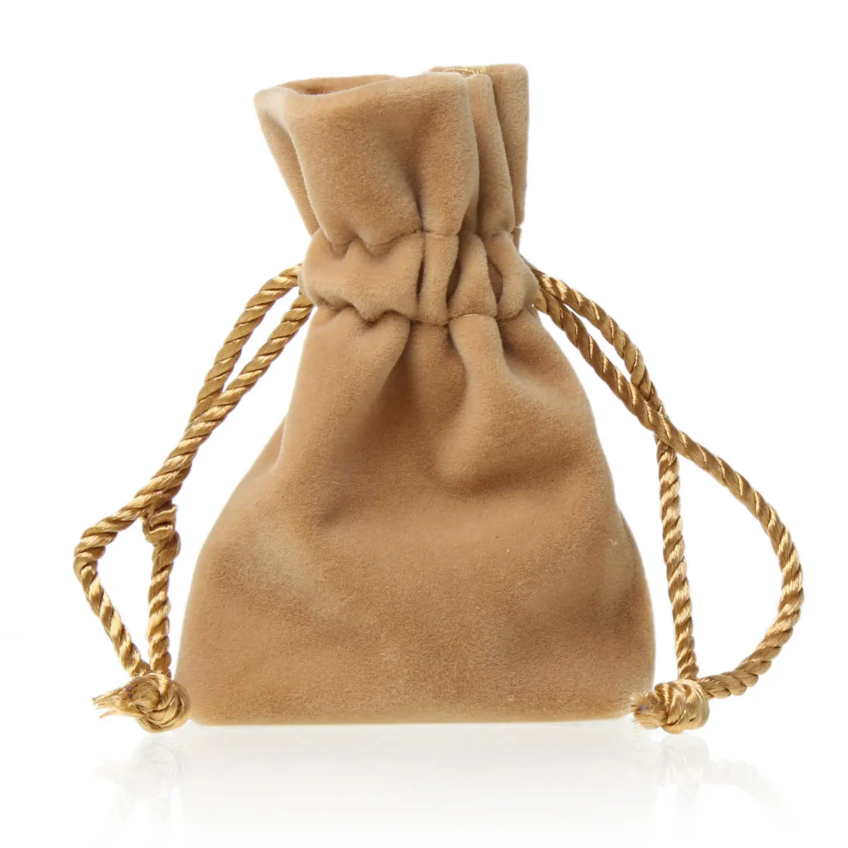 Velveteen Velvet Pouch Jewelry/Gift Bags Rectangle Brown With Drawstring 91mm x67mm(3 5/8" x2 5/