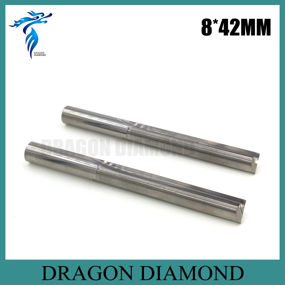 

CNC Router Bits 8*42mm Double Straight Flutes Carbide End Milling Bits, Cutting Tools for Carving Engraving MDF Wood PVC
