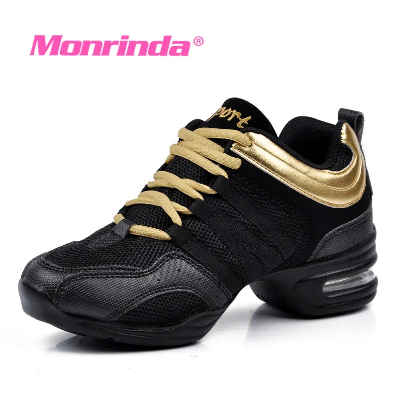 

Breath Womens Jazz Shoes for Dancing Hip Hop Sports Feature Dance Rubber Sole Sneakers Woman Black Shoes Flexible ballettschuhe