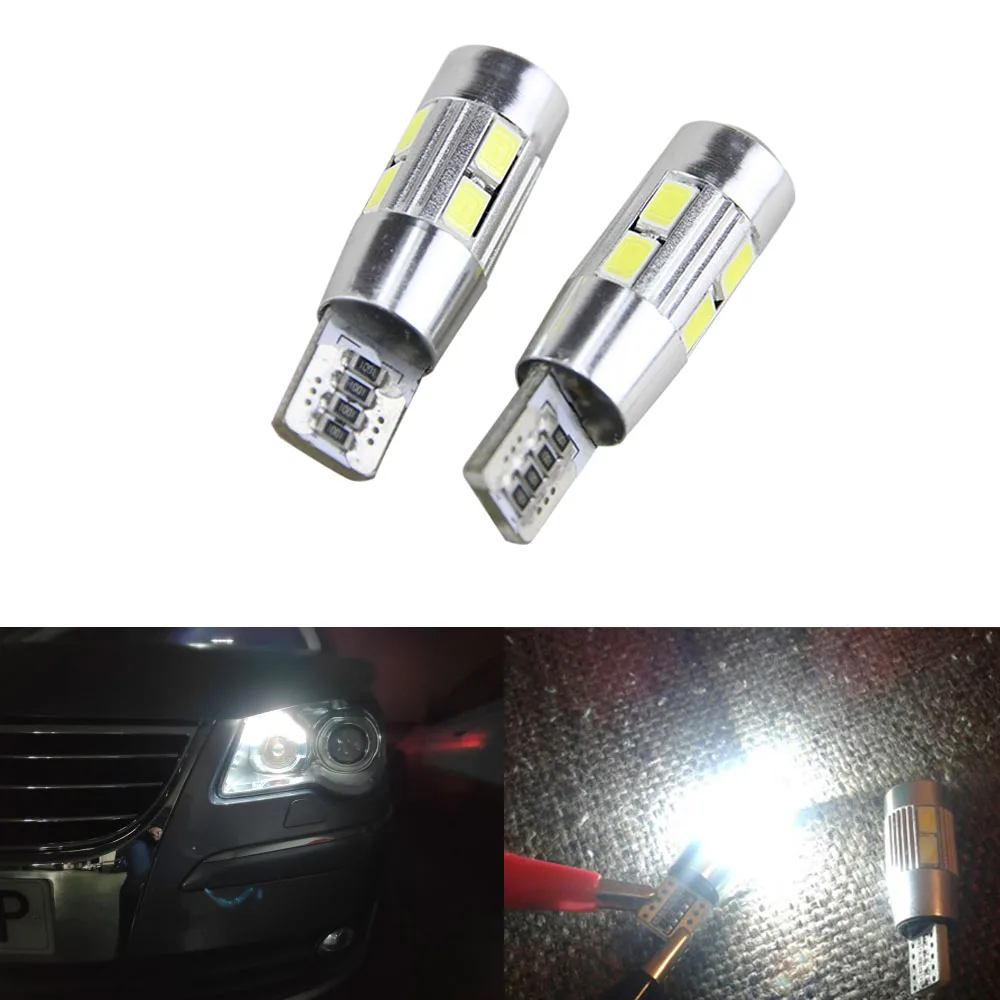 2 шт. LED Canbus T10 W5W 5630 10SMD автомобильная светодиодная лампа для Volkswagen Scirocco Passat b6 b7 olf 5 6