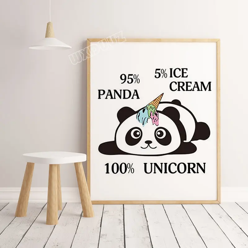 

Unicorn Panda Art Print Inspirational Wall Art Children Room Decor Art Decor Home Decor Painting canvas painting A274