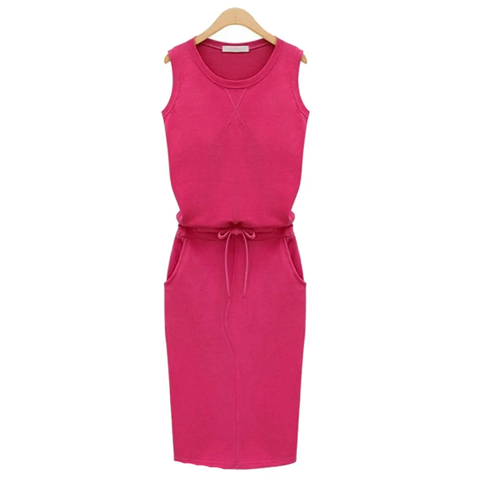 Vestido elegante Casual vestido sin mangas recto bohemio Beach Vestido Mujer Ropa Verano 2018