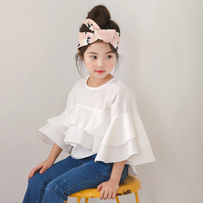 Blusas con volantes de algodón para niñas, camisas para niños, blusa juvenil para bebés, camisas con diseños para niñas, ropa para Primavera, otoño y verano para niñas 2 15|white blouse kids|blouse