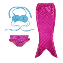 3 шт. девочки; дети хвост русалки основа Холтер Swimmable Купальники Купальник Пляжная одежда девушки комплект бикини ванный комплект праздничный костюм От 3 до 8 лет