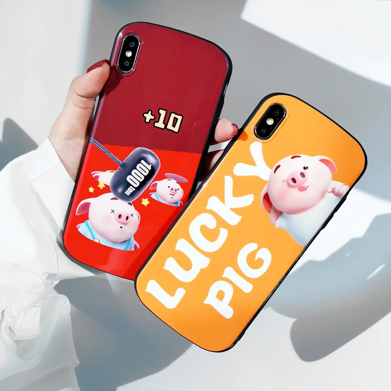 Чистая красная мультяшная свинья IphoneXSmax оболочка мобильного телефона для Apple8plus