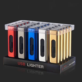 

50pcs/lot USB Cigarette smoking pipe Lighter Portable Rechargeable USB Electronic usb offer torch butane gas lighter grinder