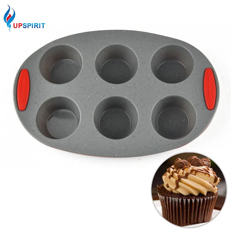 

Upspirit Silicone 6-cavity Cake Mold Round Shape Cupcake Mould Heat Resistant Mousse Pan Tray Kitchen Baking Pastry Supplies