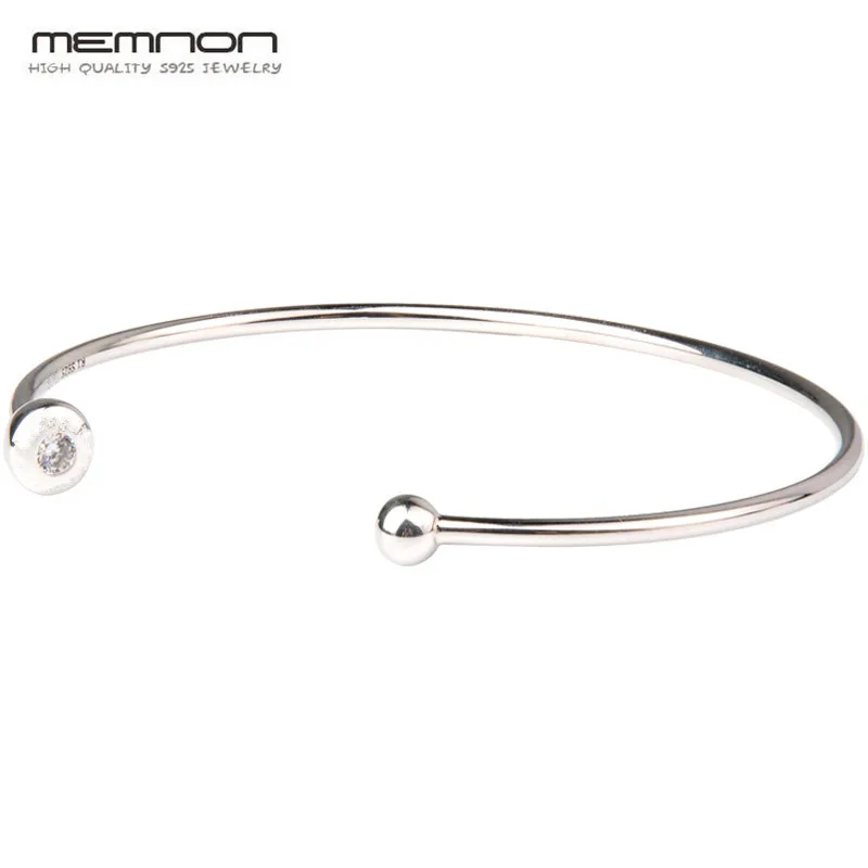

Memnon Essence style thin open bangles 925 sterling silver bracelets only fit small hole silver beads DIY for women fine jewelry