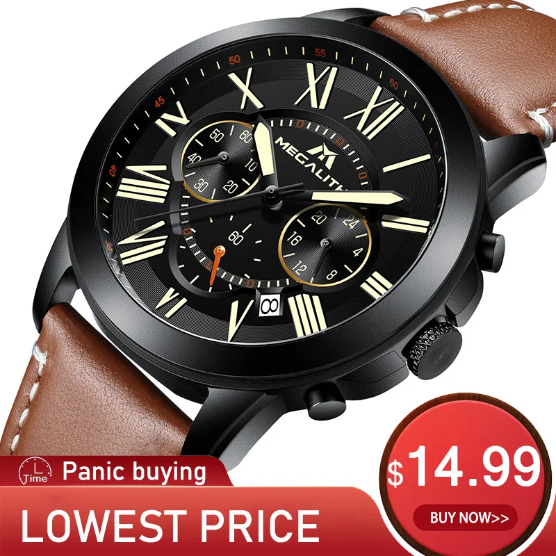 

Relojes 2019 MEGALITH Watch Men Sport Quartz Clock Mens Watches Top Brand Business Waterproof Watch Male Relogio Masculino 8014