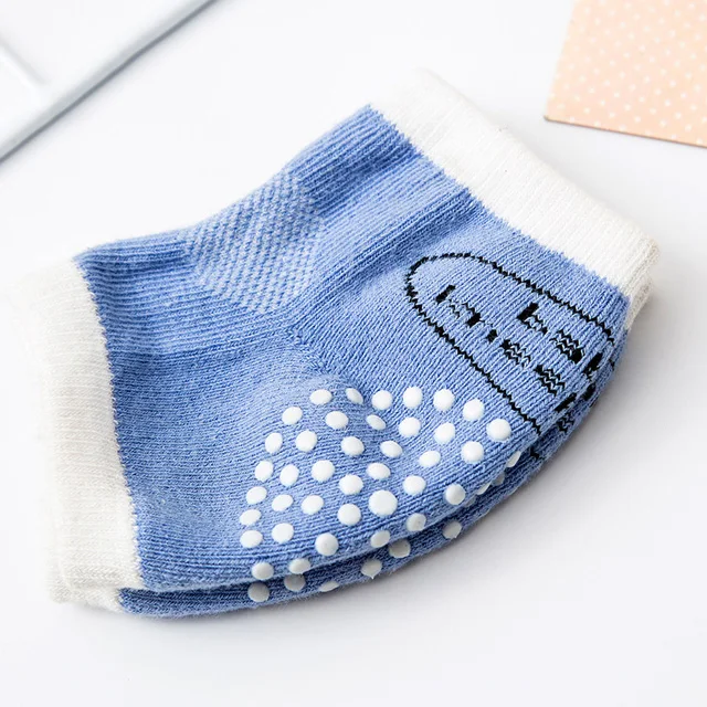 Носки для малышей хлопковые гетры для новорожденных и гетры для младенцев, защитные наколенники для ползания, защита для малыша, уплотненные наколенники, 1 пара - Цвет: Light Blue
