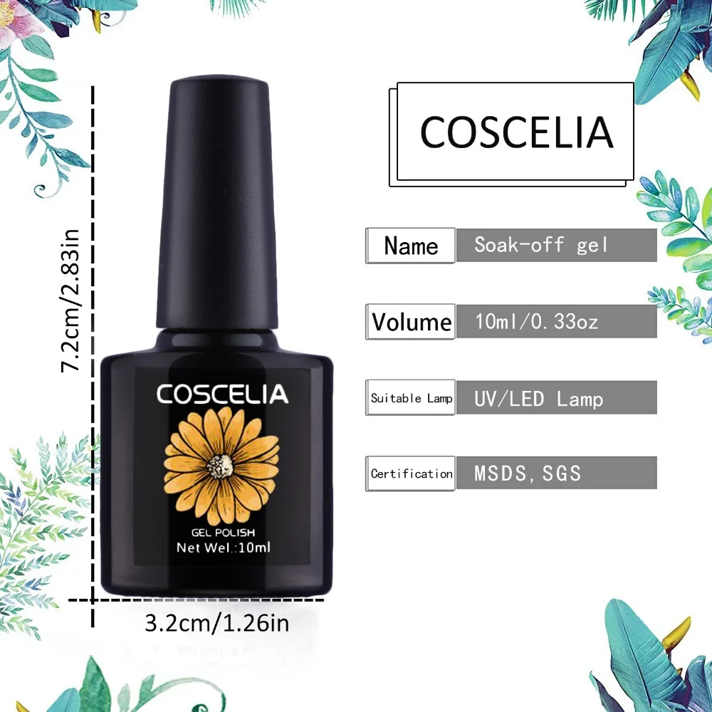 COSCELIA полуперманентный 10 мл DIY 80 цветов УФ гель для ногтей долговечный впитывающий
