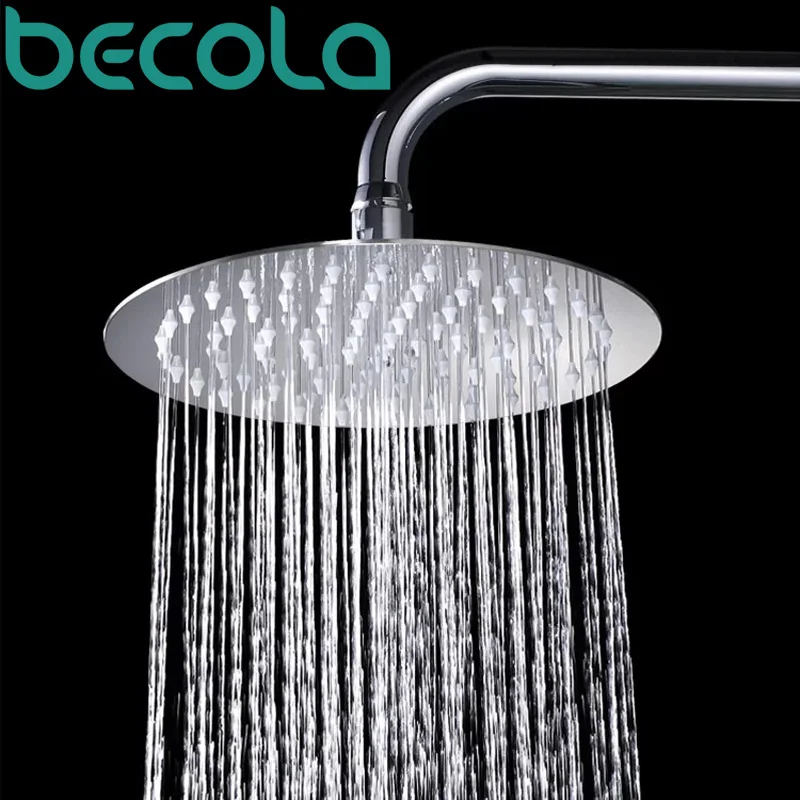 becola 10 inch Stainless Steel Shower head Wall Mounted Ultra thin Rain